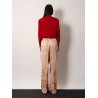 Damasked linen and viscose trouser with belt