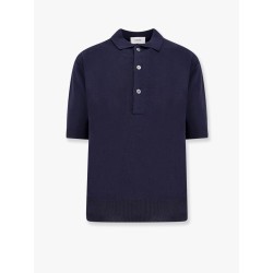 Viscose and cotton knit polo shirt