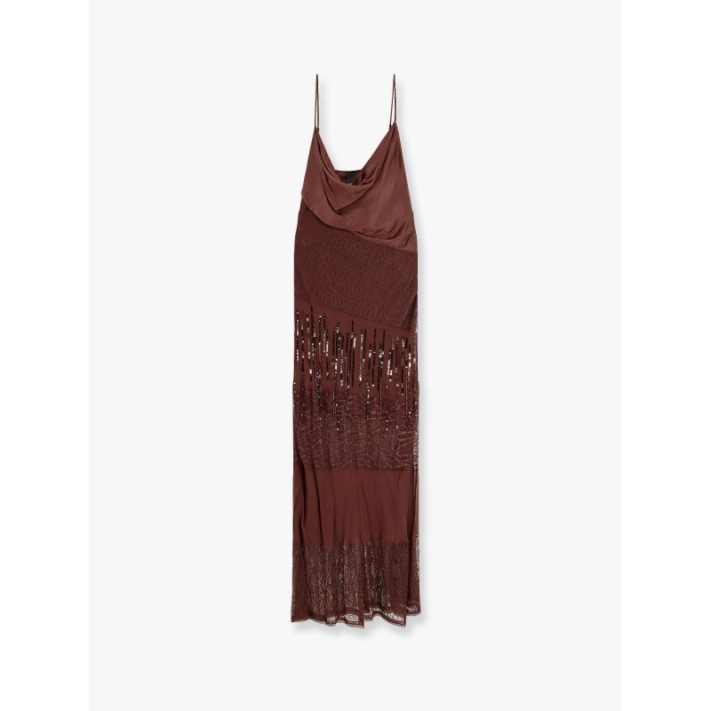 Ibis satin and lace long dress