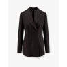 Adamsf linen blazer with iconic brooch