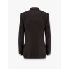Adamsf linen blazer with iconic brooch