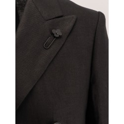 Adamsf linen blazer with iconic brooch