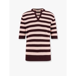 Striped knitted cotton sweater