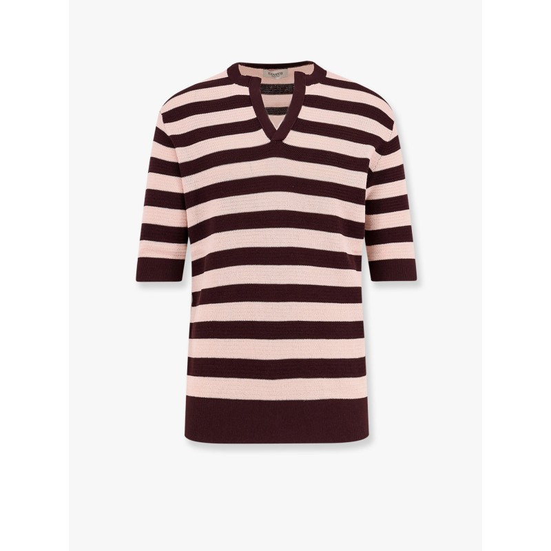 Striped knitted cotton sweater