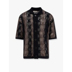 Braided cotton polo shirt