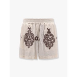 Cotton blend shorts with contrasting embroidery
