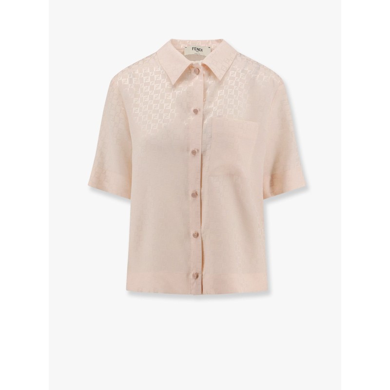 Jacquard silk shirt with ff chess motif