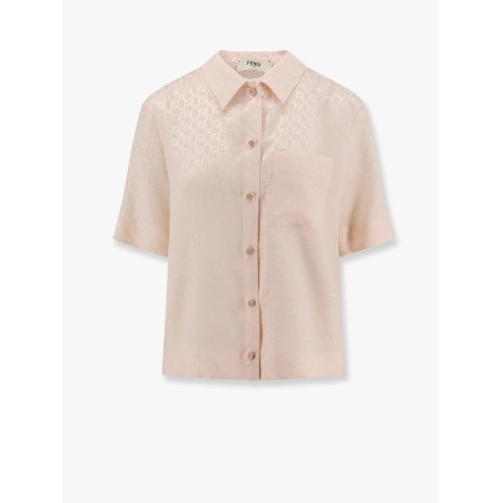Jacquard silk shirt with ff chess motif