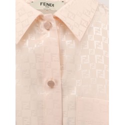 Jacquard silk shirt with ff chess motif