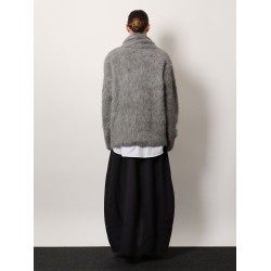Draped-scarf alpaca blend sweater