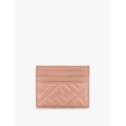 Leather card holder with all-over ff motif