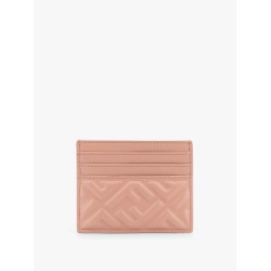 Leather card holder with all-over ff motif