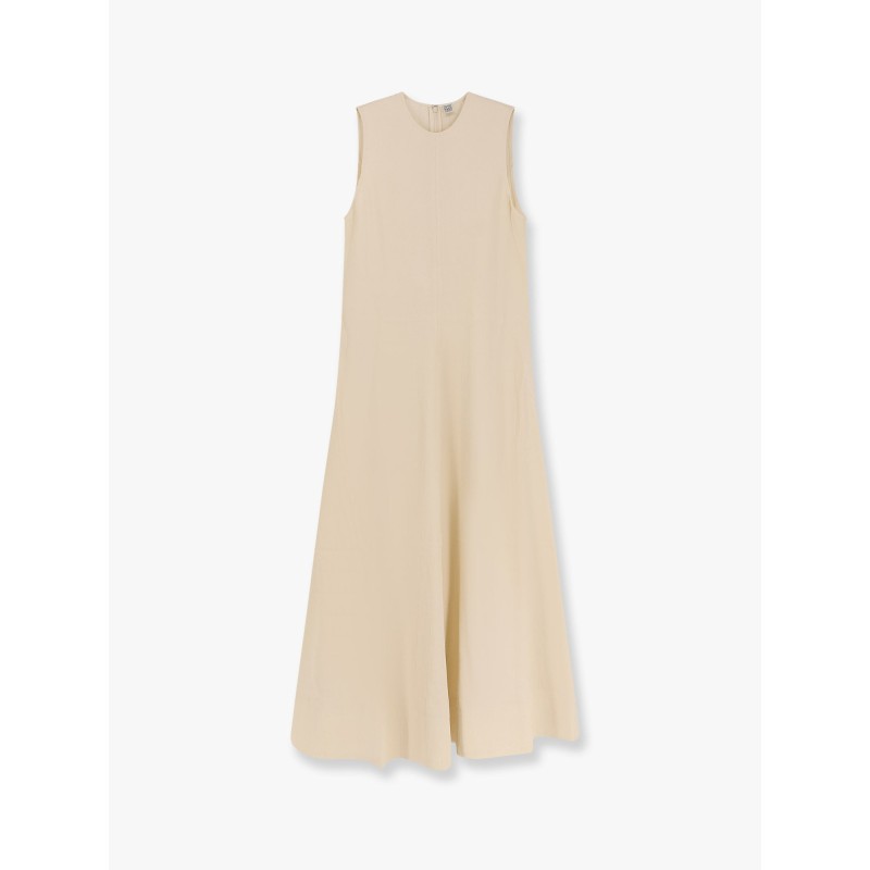 Woven stripe viscose and linen dress
