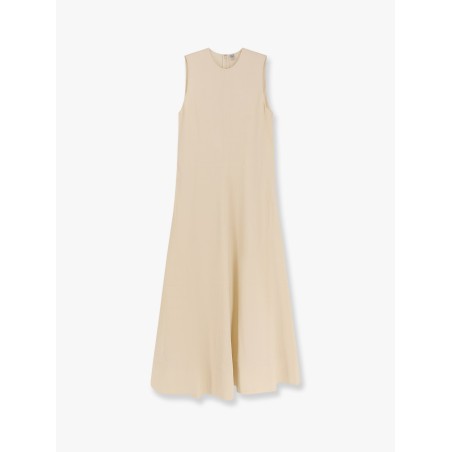 Woven stripe viscose and linen dress