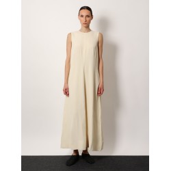 Woven stripe viscose and linen dress