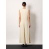 Woven stripe viscose and linen dress