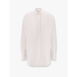 Stand collar organic cotton shirt