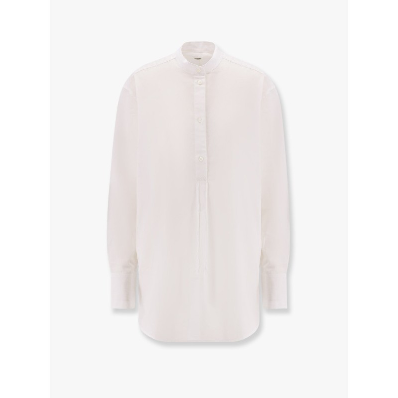 Stand collar organic cotton shirt