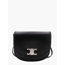 Leather shoulder bag with metal triomphe logo
