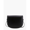 Leather shoulder bag with metal triomphe logo