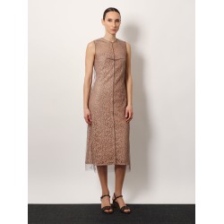 Midi floral lace and tulle dress