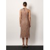 Midi floral lace and tulle dress