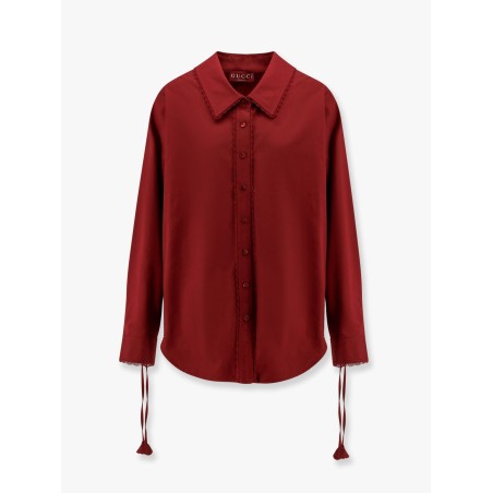 Cotton popeline shirt with ties and laces profiles