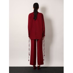 Cotton popeline shirt with ties and laces profiles