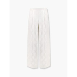 Jacquard silk trouser with floral motif