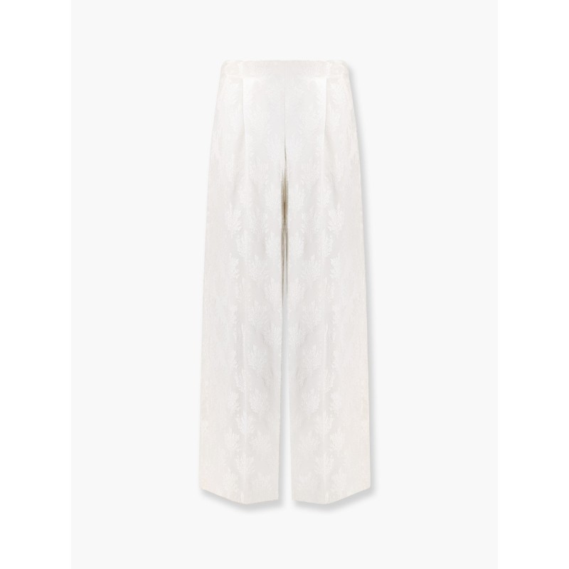 Jacquard silk trouser with floral motif