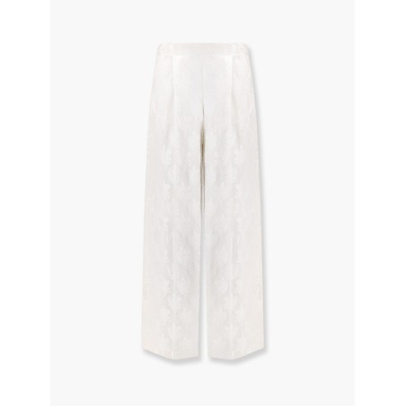 Jacquard silk trouser with floral motif