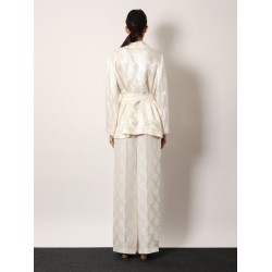 Jacquard silk trouser with floral motif