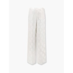 Jacquard silk trouser with floral motif