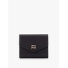 Leather small wallet with metal logo lettering