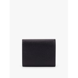 Leather small wallet with metal logo lettering