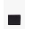 Leather small wallet with metal logo lettering