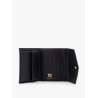 Leather small wallet with metal logo lettering