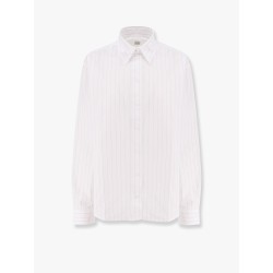 Striped organic cotton shirt with monogram embroidered logo