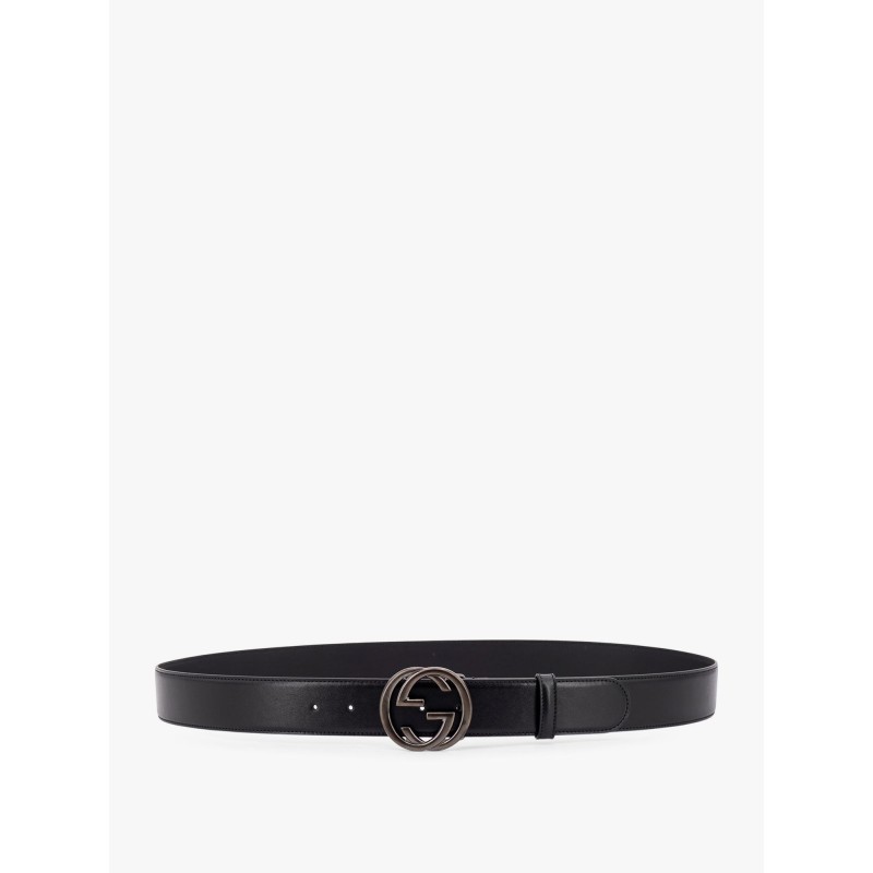 Leather belt with incrocio GG buckle