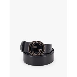 Leather belt with incrocio GG buckle