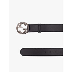 Leather belt with incrocio GG buckle