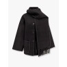 Wool blend coat with embroidery and scarf