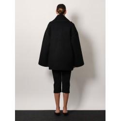 Wool blend coat with embroidery and scarf