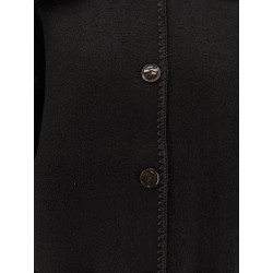 Wool blend coat with embroidery and scarf