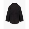 Wool blend coat with embroidery and scarf