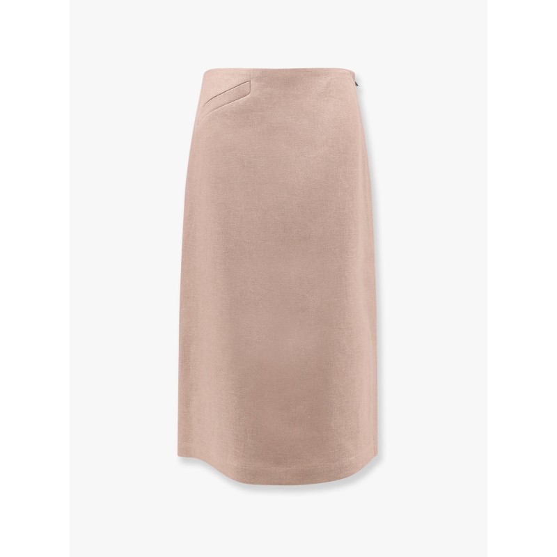 Linen skirt with side zip and slit