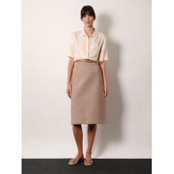 Linen skirt with side zip and slit