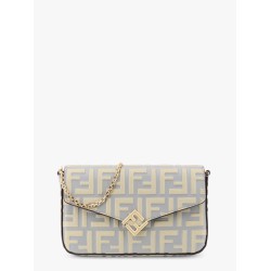 Wallet on chain leather shoulder bag with FF embossed motif