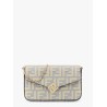 Wallet on chain leather shoulder bag with FF embossed motif