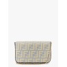Wallet on chain leather shoulder bag with FF embossed motif